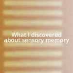 What I discovered about sensory memory