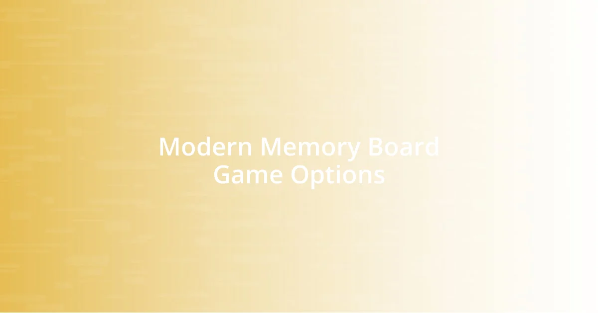 Modern Memory Board Game Options